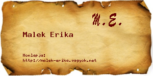 Malek Erika névjegykártya